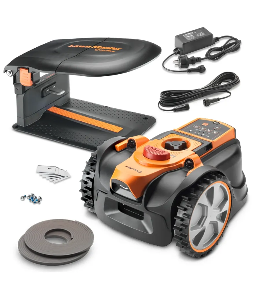[AMB16-2AHG16] Robot tondeuse autonome 18V sans fil périmétrique avec station de charge et garage - Max 400m² LawnMaster