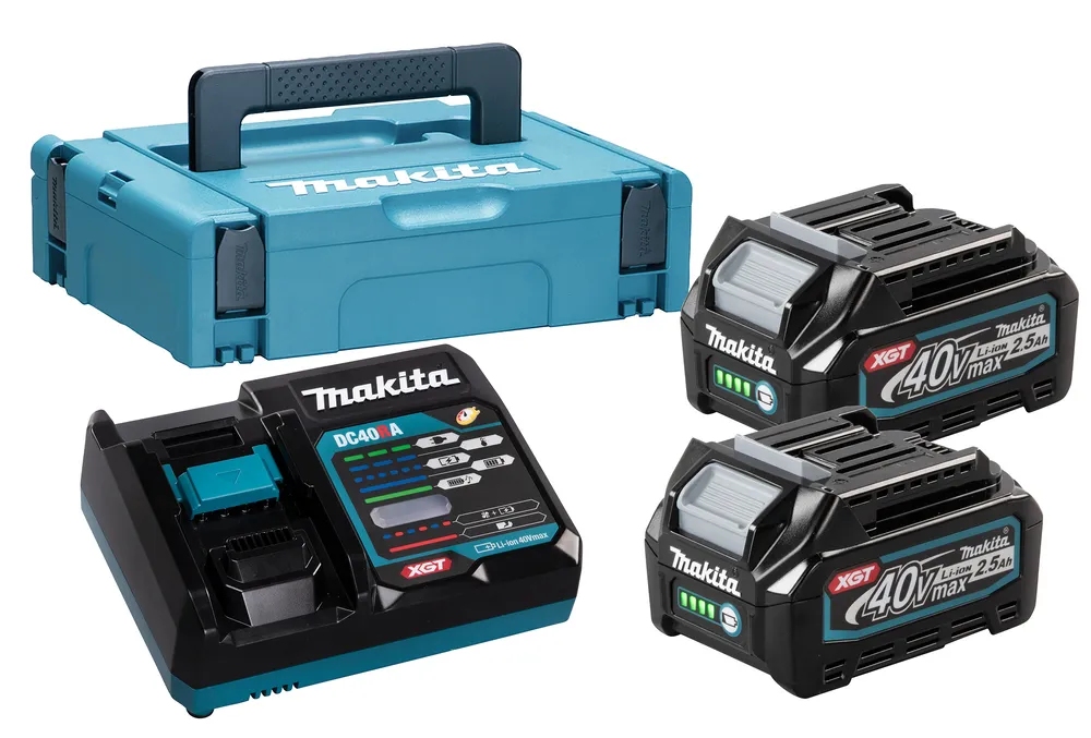 Powerpack 40Vmax XGT Lithium-Ion (2 accus BL4025 + 1 chargeur) en coffret MAKPAC 191J81-6*
