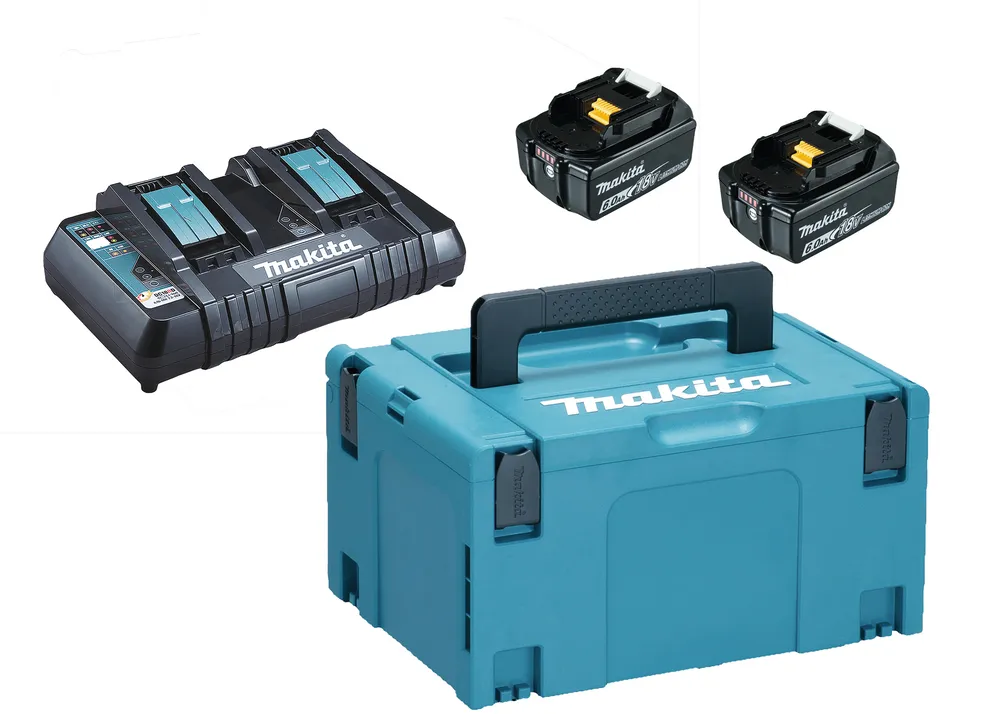 Powerpack 18 V Li-Ion (2 accus BL1860B + 1 chargeur double) avec coffret MAKPAC 198077-8*