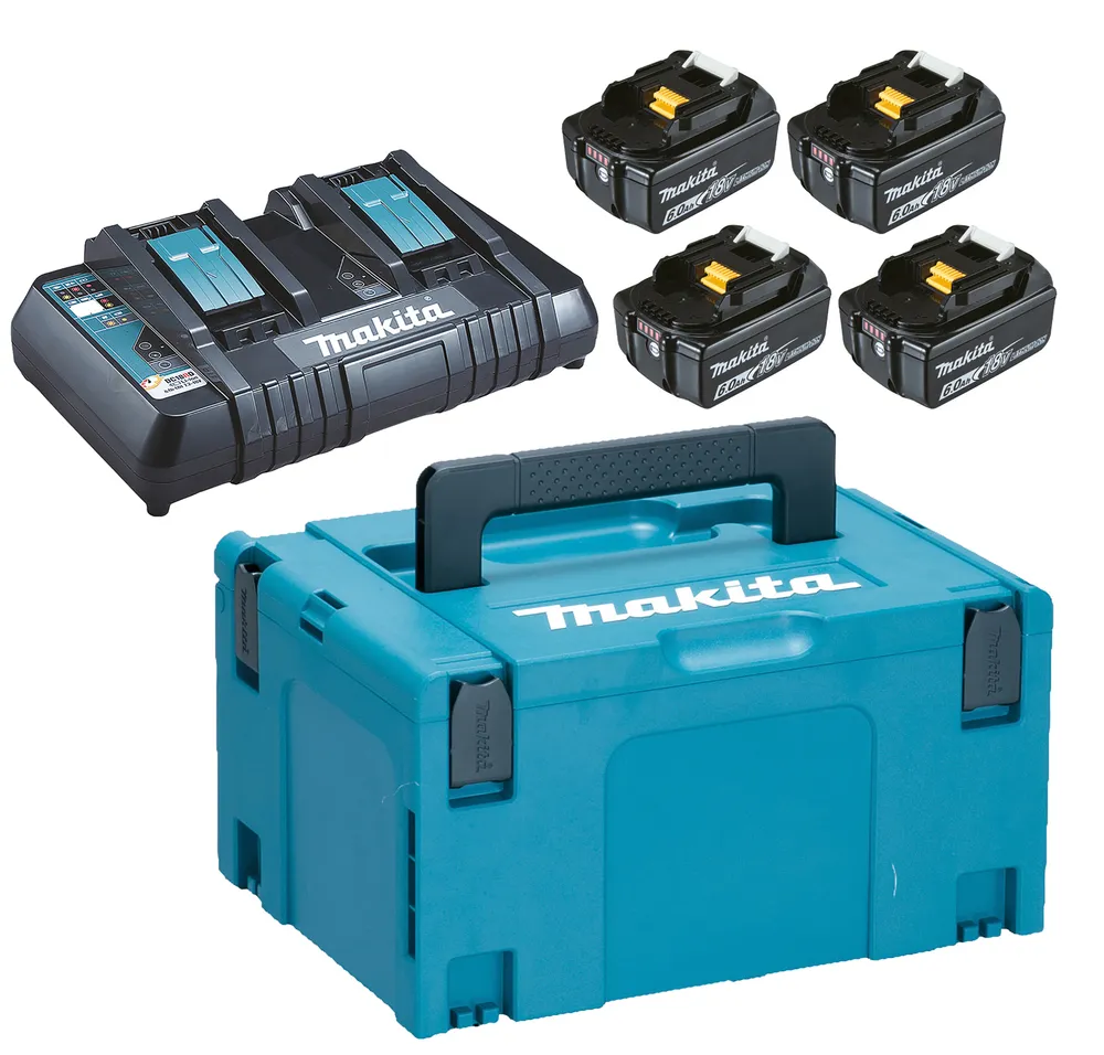 Powerpack 18 V Li-Ion (4 accus BL1860B + 1 chargeur double) avec coffret MAK-PAC 198091-4*